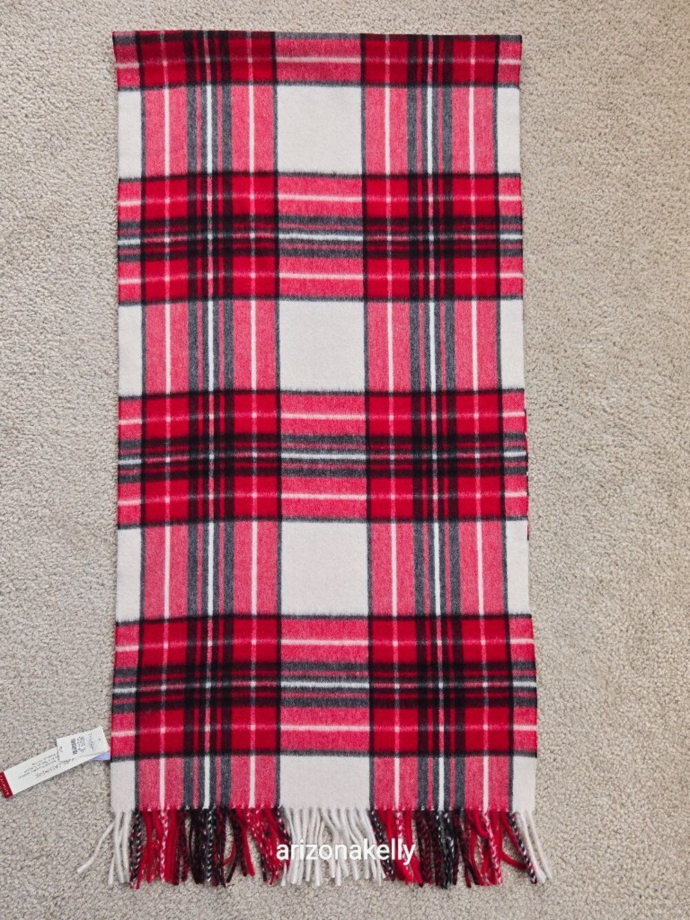NWT Talbots Cashmere Scarf Red, White, and Black Plaid